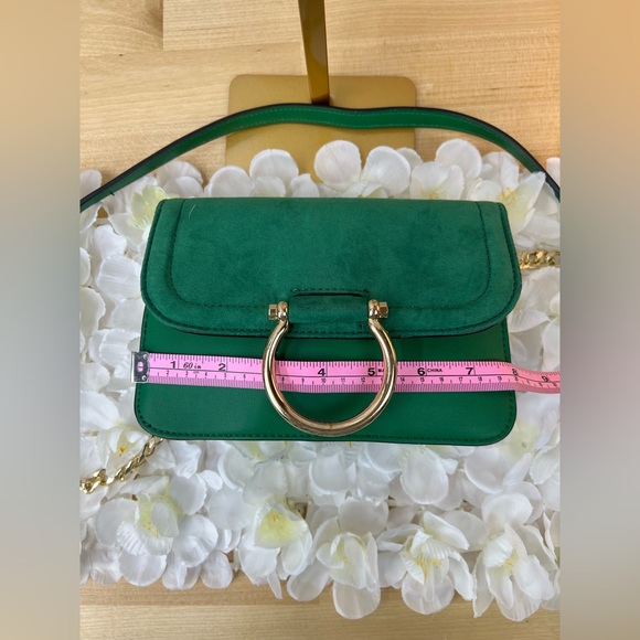 TopShop Green Crossbody Shoulder Bag with Gold Ring Detail - Picture 6 of 12